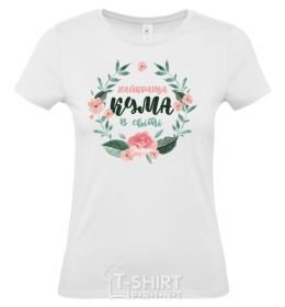 Women's T-shirt The best godmother's wreath White фото