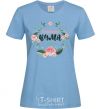 Women's T-shirt The best godmother's wreath sky-blue фото