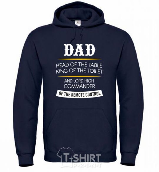 Men`s hoodie Dad head and king navy-blue фото