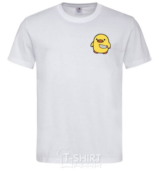 Men's T-Shirt A chicken with a knife White фото