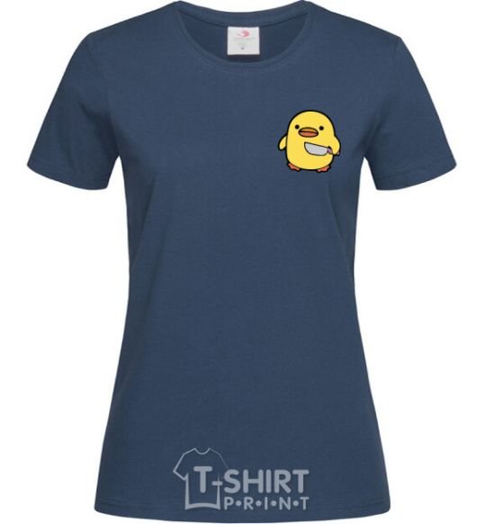Women's T-shirt A chicken with a knife navy-blue фото