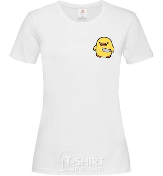 Women's T-shirt A chicken with a knife White фото