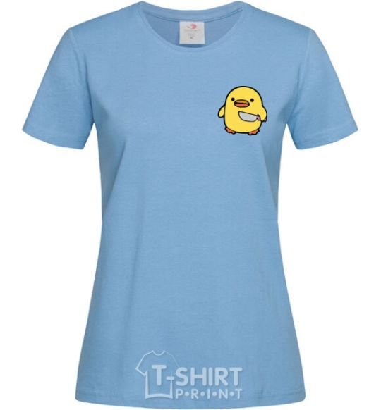 Women's T-shirt A chicken with a knife sky-blue фото