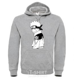 Men`s hoodie Naruto with a tongue sport-grey фото