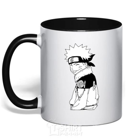 Mug with a colored handle Naruto with a tongue black фото