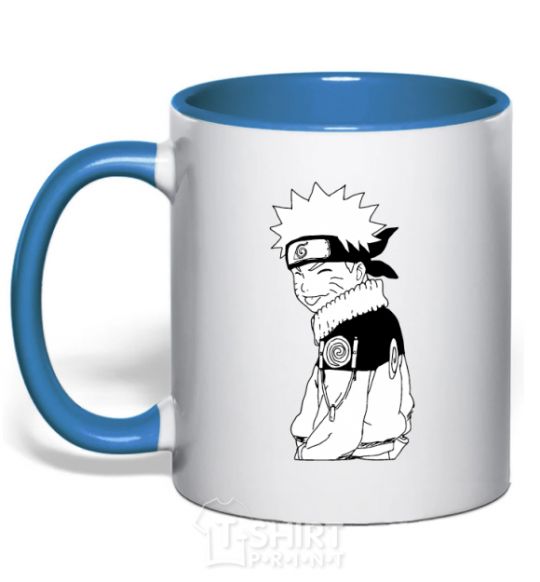 Mug with a colored handle Naruto with a tongue royal-blue фото