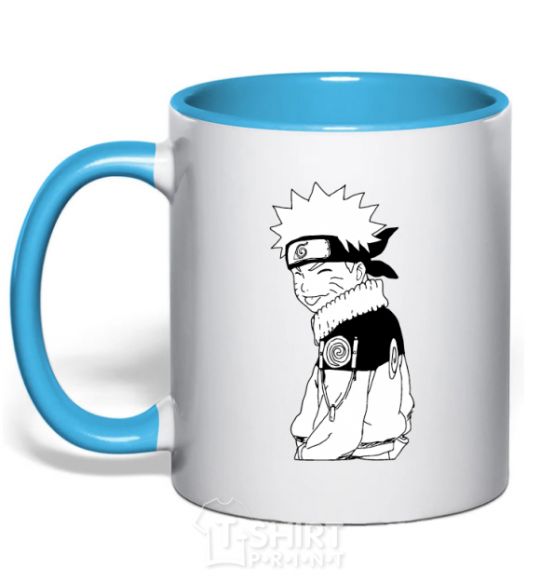 Mug with a colored handle Naruto with a tongue sky-blue фото
