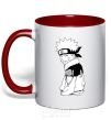 Mug with a colored handle Naruto with a tongue red фото