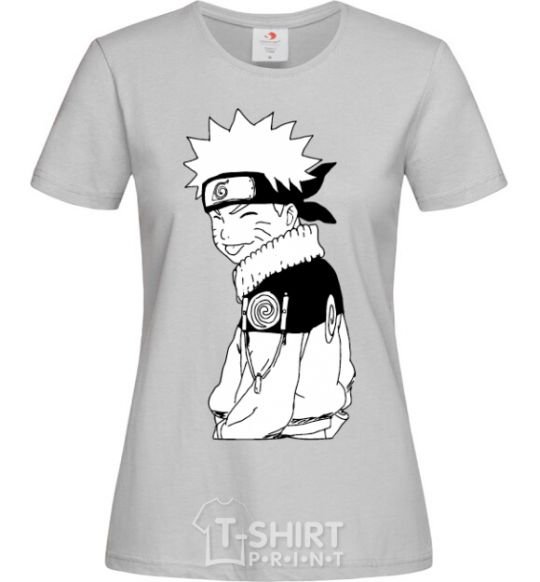 Women's T-shirt Naruto with a tongue grey фото