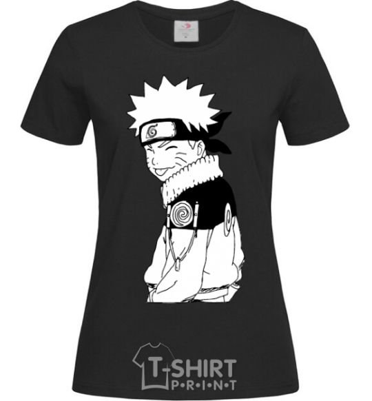 Women's T-shirt Naruto with a tongue black фото