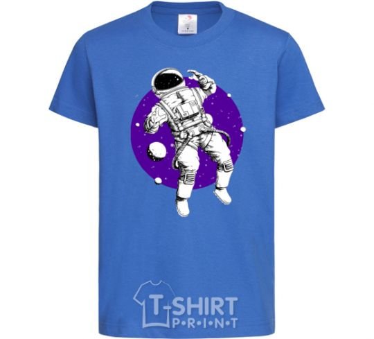 Kids T-shirt An astronaut in round space royal-blue фото