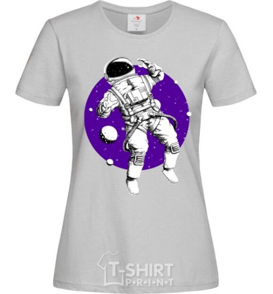 Women's T-shirt An astronaut in round space grey фото