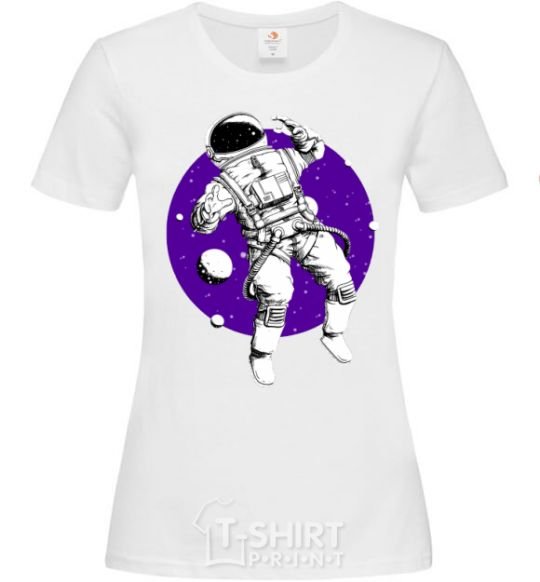 Women's T-shirt An astronaut in round space White фото