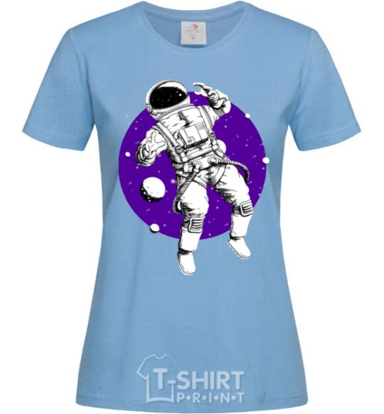 Women's T-shirt An astronaut in round space sky-blue фото