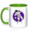 Mug with a colored handle An astronaut in round space kelly-green фото