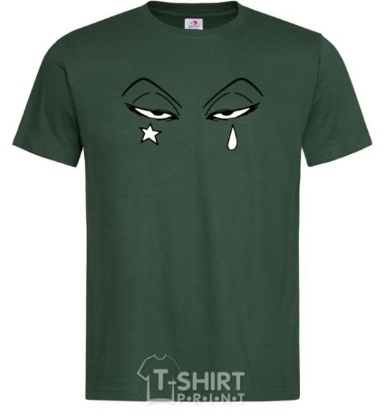 Мужская футболка Аниме звезда слеза Темно-зеленый фото