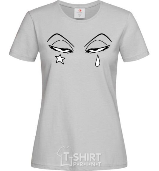 Женская футболка Аниме звезда слеза Серый фото