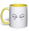 Mug with a colored handle Anime star tear yellow фото