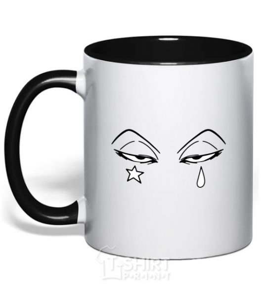 Mug with a colored handle Anime star tear black фото
