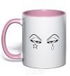 Mug with a colored handle Anime star tear light-pink фото