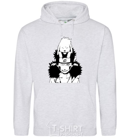 Men`s hoodie Anime kiba with a dog sport-grey фото