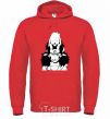 Men`s hoodie Anime kiba with a dog bright-red фото