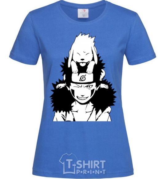 Women's T-shirt Anime kiba with a dog royal-blue фото