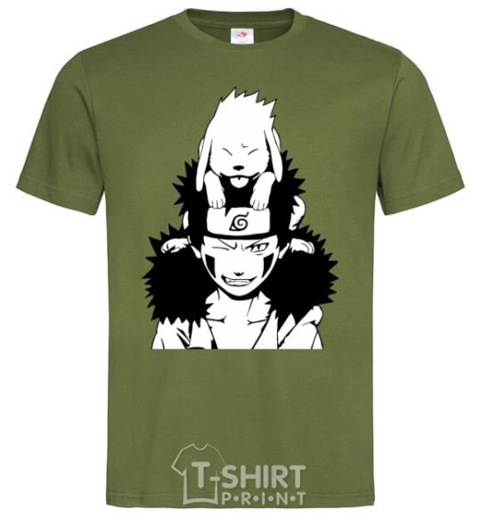 Men's T-Shirt Anime kiba with a dog millennial-khaki фото