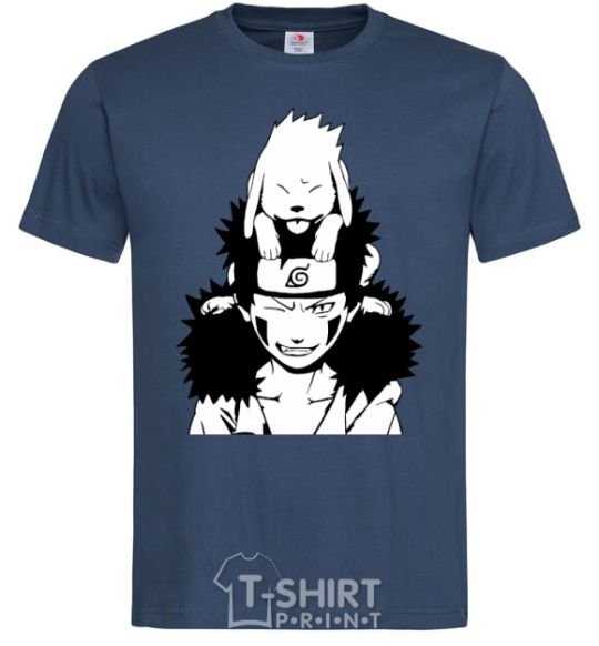 Men's T-Shirt Anime kiba with a dog navy-blue фото