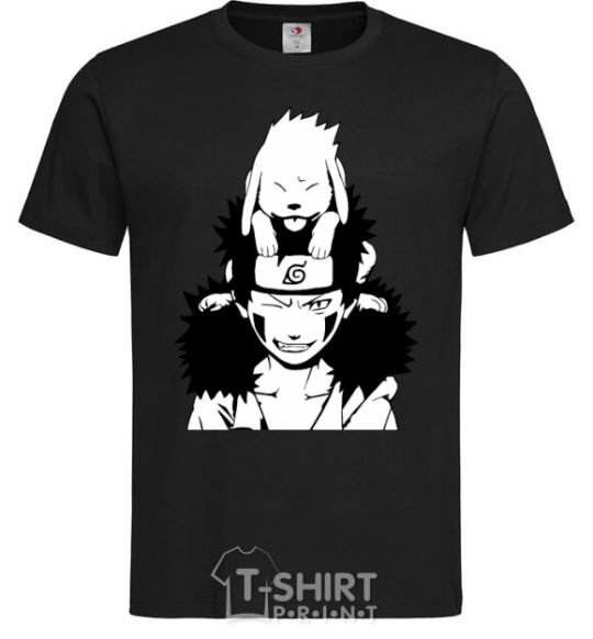 Men's T-Shirt Anime kiba with a dog black фото