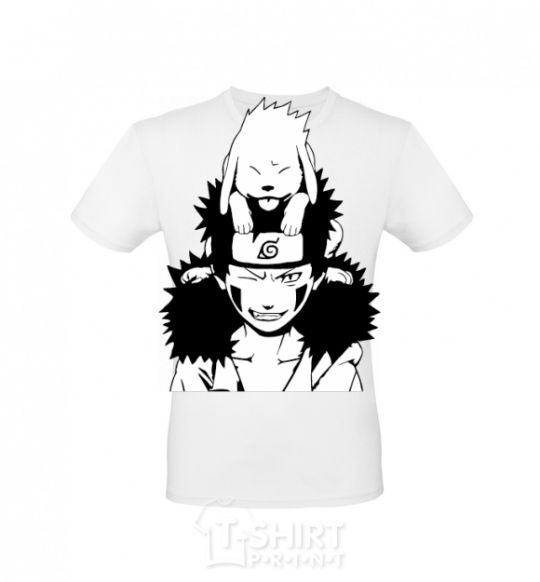 Men's T-Shirt Anime kiba with a dog White фото