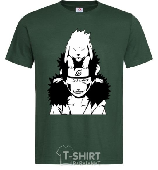 Men's T-Shirt Anime kiba with a dog bottle-green фото