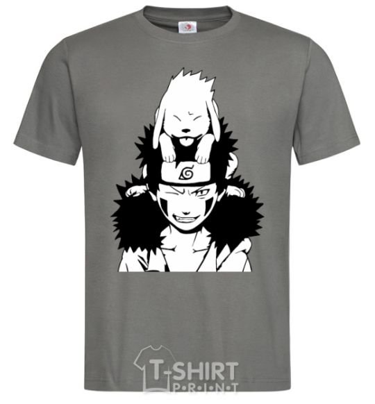 Men's T-Shirt Anime kiba with a dog dark-grey фото