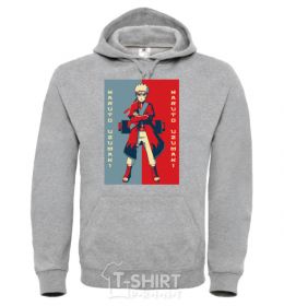 Men`s hoodie Naruto red and blue sport-grey фото