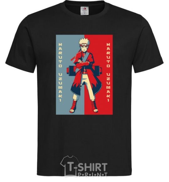 Men's T-Shirt Naruto red and blue black фото