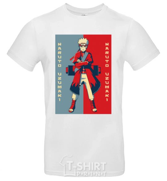 Men's T-Shirt Naruto red and blue White фото