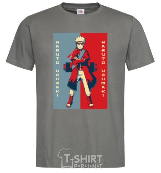 Men's T-Shirt Naruto red and blue dark-grey фото