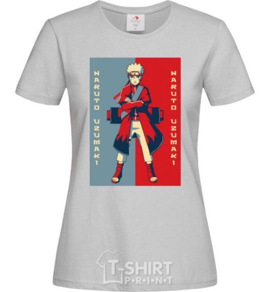 Women's T-shirt Naruto red and blue grey фото