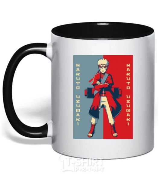 Mug with a colored handle Naruto red and blue black фото