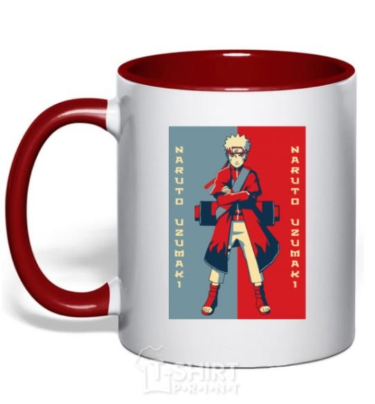 Mug with a colored handle Naruto red and blue red фото