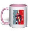 Mug with a colored handle Naruto red and blue light-pink фото