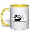 Mug with a colored handle Whatchy dots yellow фото