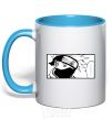 Mug with a colored handle Whatchy dots sky-blue фото