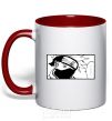 Mug with a colored handle Whatchy dots red фото