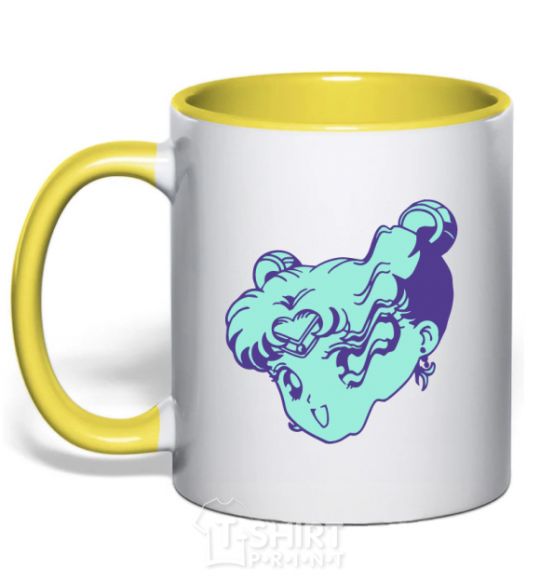 Mug with a colored handle Sailor moon sailed away yellow фото