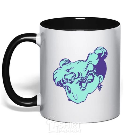 Mug with a colored handle Sailor moon sailed away black фото