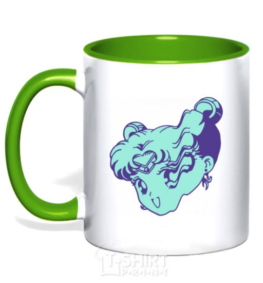 Mug with a colored handle Sailor moon sailed away kelly-green фото