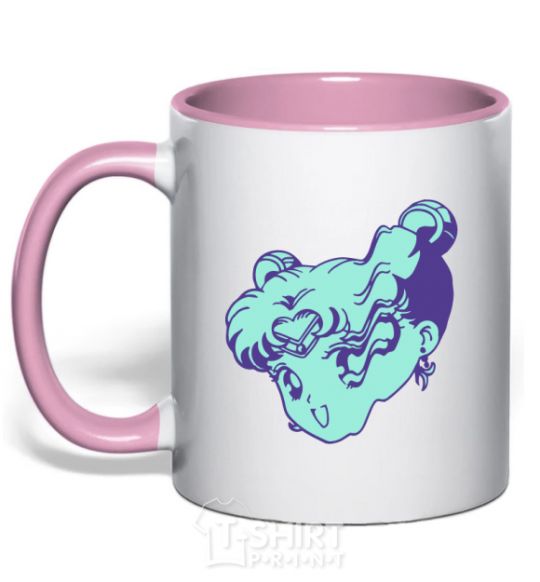 Mug with a colored handle Sailor moon sailed away light-pink фото