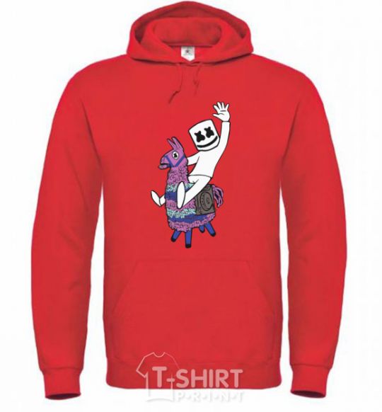 Men`s hoodie Marshmello fortnite bright-red фото