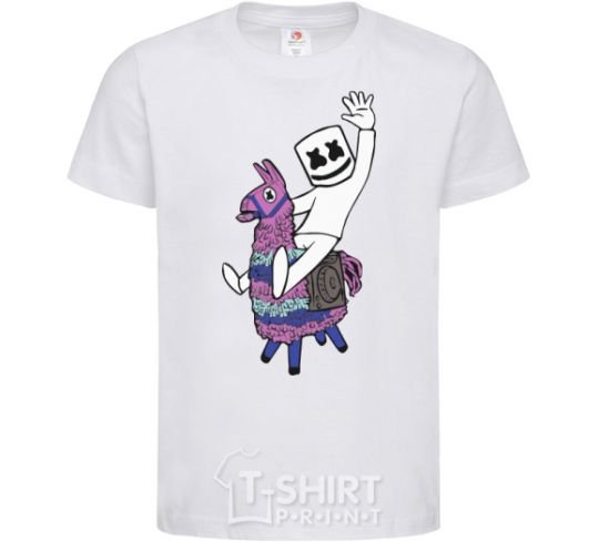 Kids T-shirt Marshmello fortnite White фото